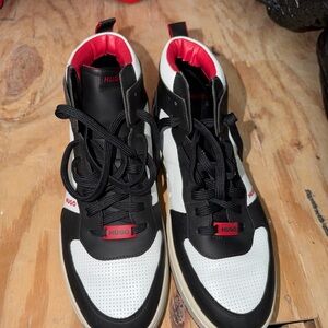 HUGO Black and White High-Top Sneakers